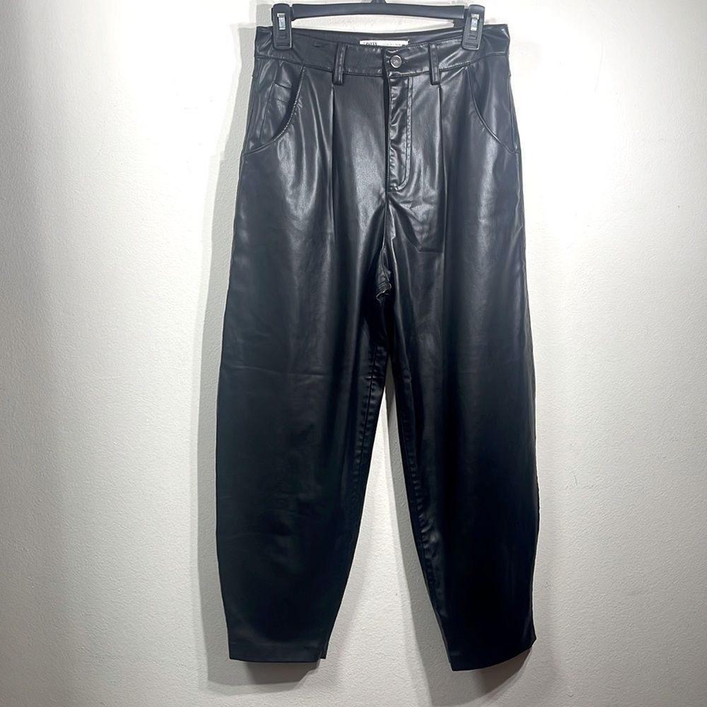 ZARA, faux leather cargo pants, size 36/4 US. - Picture 2 of 12